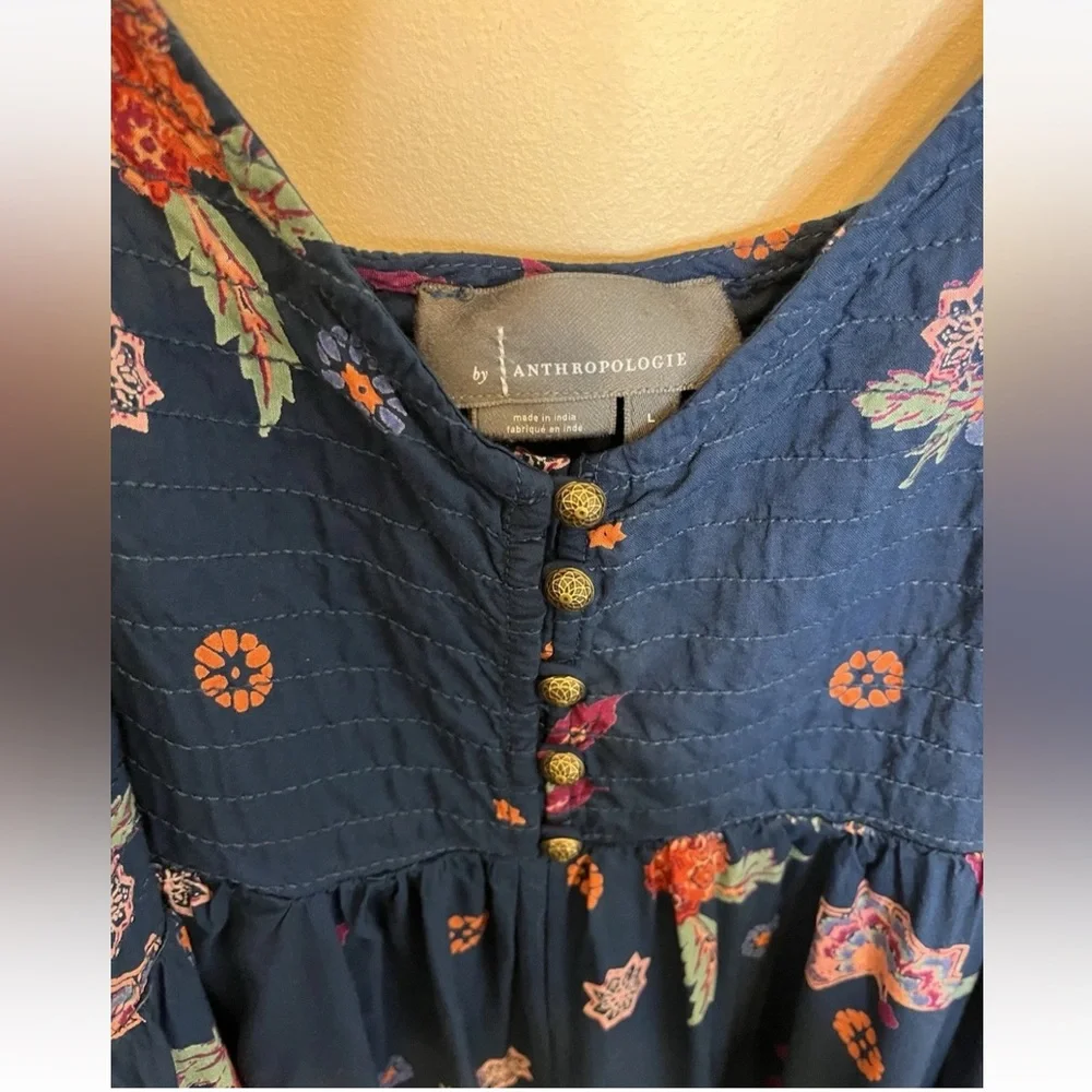 Anthropologie Navy Floral Spaghetti-Strap Jumpsuit - Picture 6 of 7